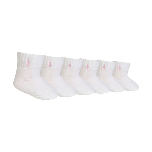 Ralph Lauren Baby Girls Quarter-Length Sport Socks 6-Pack