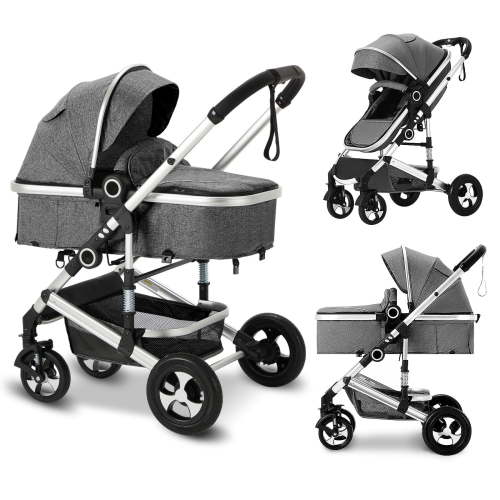 AILEEKISS 3-in-1 Convertible Baby Stroller, Folding Newborn Stroller with Big Seat, 21LB, Dark Grey
