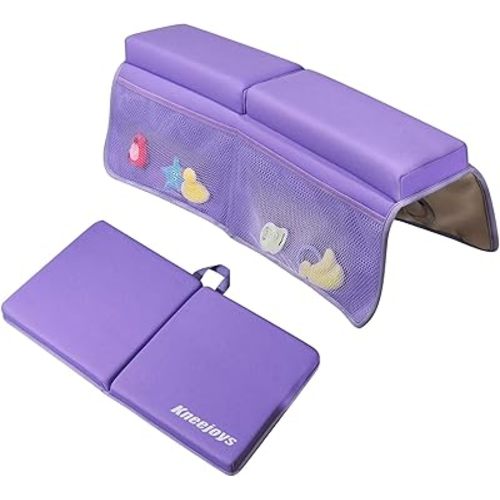 Bath Kneeler and Elbow Rest Pad for Baby - Memory Foam Kneeling Mat for Tub and Bath Toy Organizer