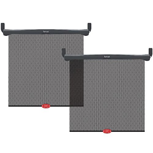 Munchkin Brica Sun Safety Car Window Roller Shade with White Hot® Heat Alert, 2 Count - Black