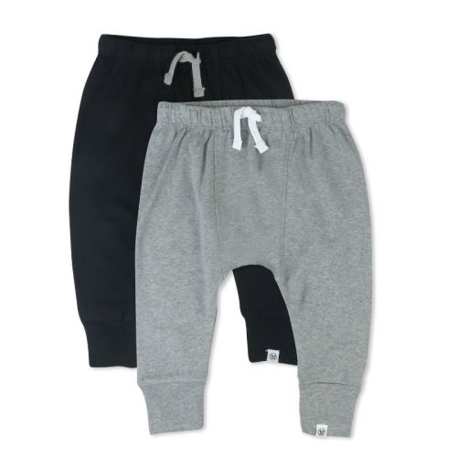 2-Pack Organic Cotton Honest Pants Heather Gray / Black 24m