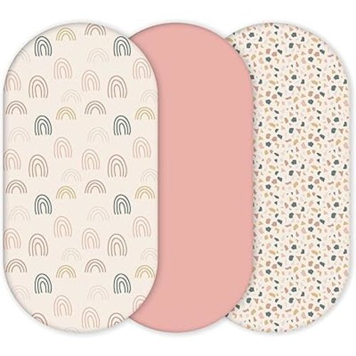 Premium Fitted Baby Bassinet Sheets, Changing Pad Cover and Stroller Sheets, Compatible with 4moms Mamaroo, Chicco Lullago, Graco, Halo and Uppababy, 100% Ultrasoft Cotton, 32x16” - Rosetta
