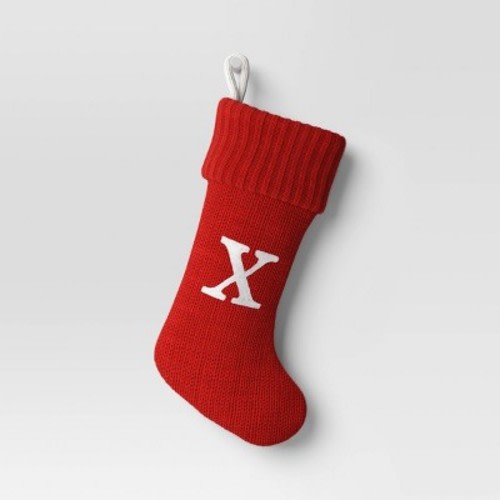 Knit Monogram Christmas Stocking Red - Wondershop™, Color: X