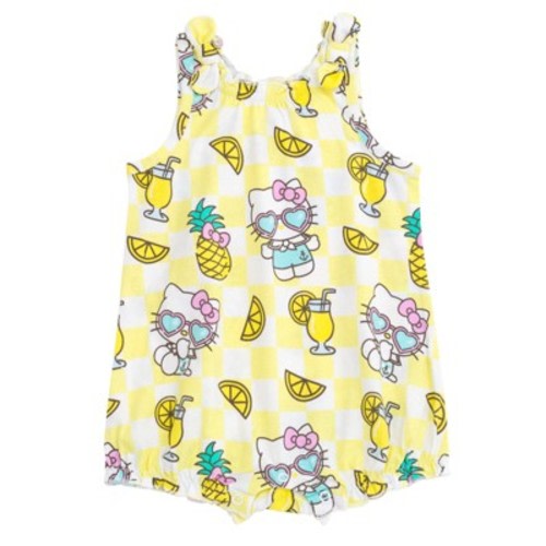 Hello Kitty Newborn Baby Girls Sleeveless Bubble Romper Yellow Newborn