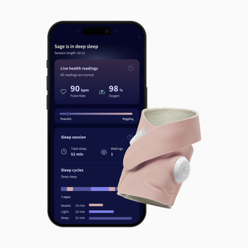 Owlet Dream Sock Smart Wearable Baby Monitor - Dusty Rose