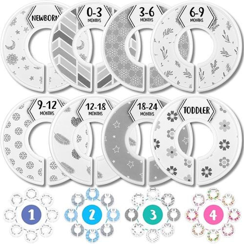 Baby Closet Dividers (Boho) by Eli with Love – Set of 8 Neutral Baby Closet Size Dividers – Ideal Baby Clothes Dividers for Closet – Helps Organize Nursery Closet Hangers by Size/Age