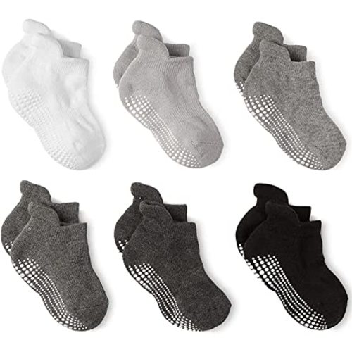 LA ACTIVE Non Slip Grip Ankle Boys and Girls Socks with Non Skid for Babies Toddlers and Kids Back to School