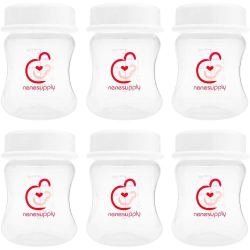 Nenesupply 4.7oz 6pc Wide Neck Breastmilk Storage Bottles Breast Pump Bottles Use on Pumping with Spectra S1 S2 Synergy Gold Breast Pumps Collection Replace Spectra Bottles for Pumping Wide Mouth