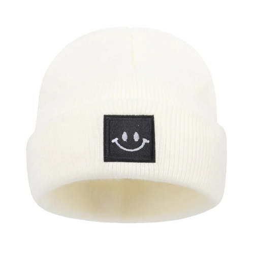 Smiley Fold Beanie – The Ollie Bee in White