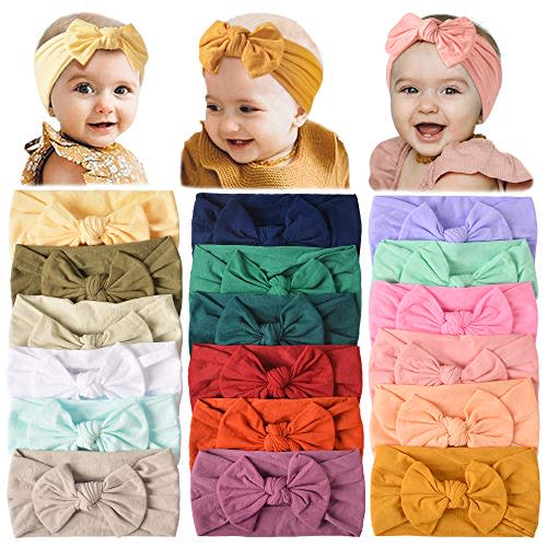 18PCS Baby Nylon Headbands Hairbands Hair Bow Elastics for Baby Girls Newborn Infant Toddlers Kids