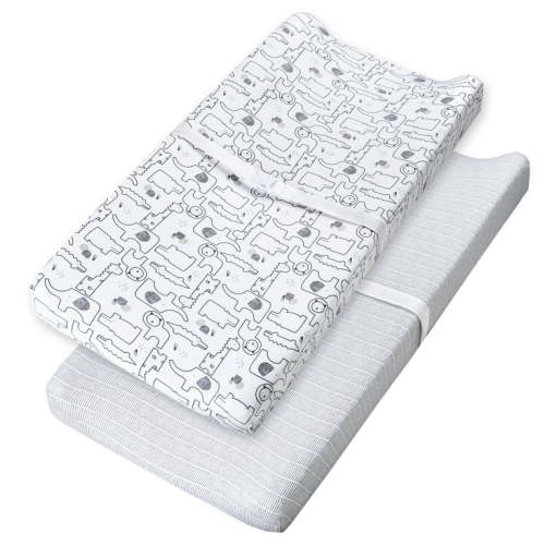 Little Star Organic Changing Pad Cover, 2 Pk, Zoo Crew