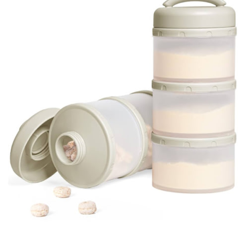 Termichy Stackable Formula Dispenser Portable Milk Powder Container, 2 Pack, Warm Grey