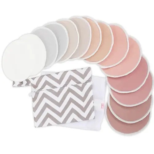 Reusable Nursing Pads for Breastfeeding, 14-Pack - 4-Layers Viscose Derived from Bamboo Nursing Pads, Breastfeeding Pads, Washable Breast Pads, Absorbent Maternity Pads, Nipple Pads (Lovelle, L 4.8")