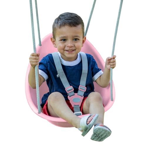 Swurfer Coconut Toddler Swing – Comfy Baby Swing Outdoor, 3- Point Adjustable Safety Harness, Secure, Safe Quick Click Locking System, Blister-Free Rope, Easy Installation, Ages 6-36 Months