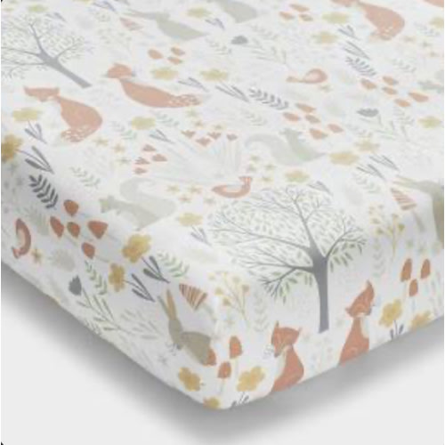 Forest Animals Classic Cool Organic Cotton Percale Fitted Crib Sheet