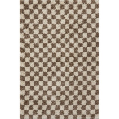 Nuloom Adelaide Mid-Century Checkered Shag Area Rug, Color: Beige, Size: 5' 3" x 7' 6"