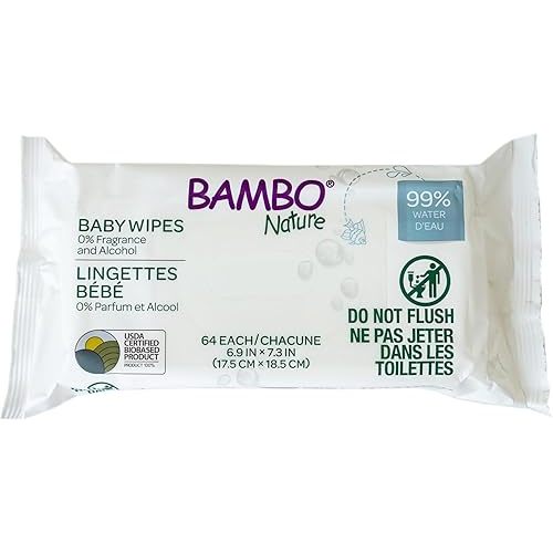 Bambo Nature USDA Certified Biobased Baby Wipes 64 Count