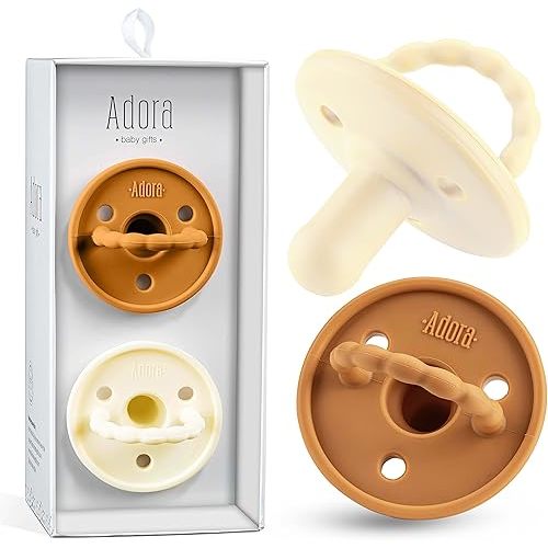 Baby Soother Pacifiers - Silicone Pacifier for Boys/Girls - Newborn Pacifiers Set of 2 - Newborn Baby Essentials, BPA Free