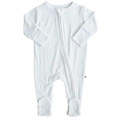 Caden Lane Zippered Baby Footie Pajamas, Soft Onesie Bodysuit with Feet & Double Zipper for Easy Diaper Change, Infant, and Toddler Footed One-Piece Jumpsuit, Lace White, Newborn