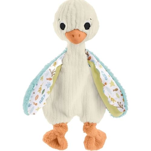 Fisher-Price Baby Sensory Toy Snuggle Up Goose Plush Toy with Jingles for Newborns, Machine Washable