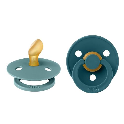 BIBS Pacifiers 0-6 Months | Colour Collection 2-Pack | BPA-Free Anatomical Natural Rubber Nipple | Made in Denmark | Island Sea/Forest Lake Color Pacifier