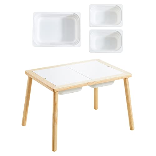 Beright Kids Table, Play Sand Table Indoor Sensory Table, with 3 Storage Bin for Kids, Perfect Choice for Christmas Thanksgiving Gift