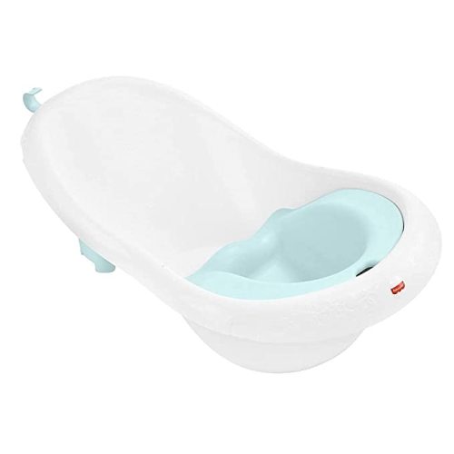 Fisher-Price Baby to Toddler Bath 4-In-1 Sling ‘N Seat Tub with Removable Infant Support and 2 Toys, Pacific Pebble
