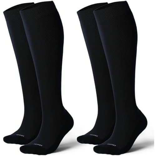 LEVSOX Thick Cotton Compression Socks for Women&Men 20-30mmHg Knee High Cute Support Sock for Nurses, Pregnancy, Travel