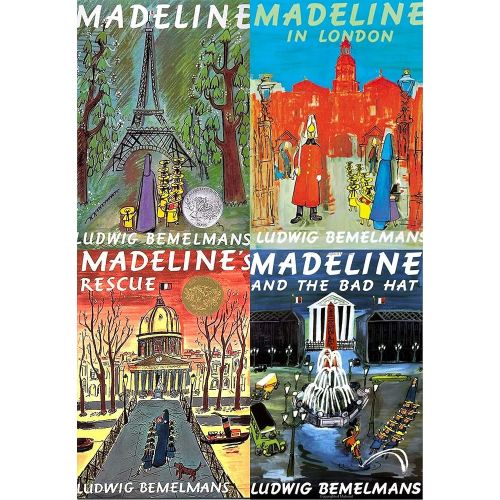 Set of 4 Madeline Books (Madeline ~ Madeline's Rescue ~ Madeline in London ~ Madeline and the Bad Hat)