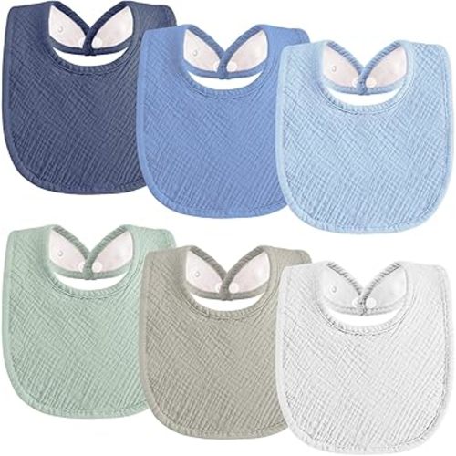 Muslin Baby Bibs 6-Pack Baby Drool Bandana Bibs for Baby Girls Boys Infant Newborn Toddler Drooling and Teething