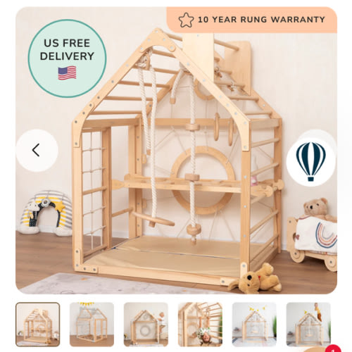 Wooden Climbing Playhouse - WoodandHearts