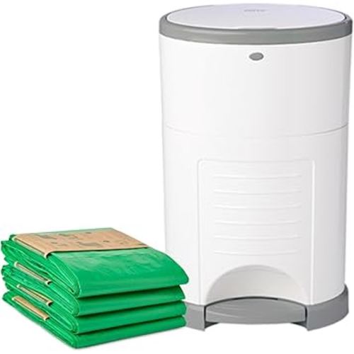 Diaper Dekor Classic Hands-Free Diaper Pail Gift Set | Just Step–Drop–Done | Doesn’t Absorb Odors | Includes 1yr of Refills | Quick Bag Change | 70% Recycled Materials | EKO White
