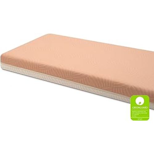 Summer Breeze Mattress - Breathable Baby Crib & Toddler Mattress with Cloud Core - Machine Washable Cover - GREENGUARD Gold – Waterproof - Sustainably Sourced Core, Apricot/White