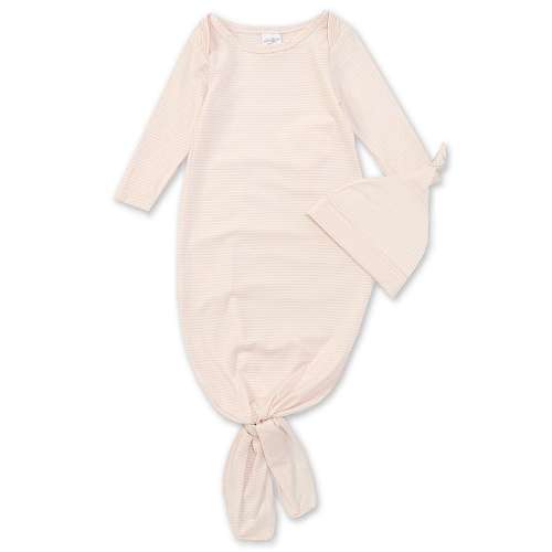 Starting Out Baby Girls Newborn-6 Months Long-Sleeve Stripe Knotted Gown