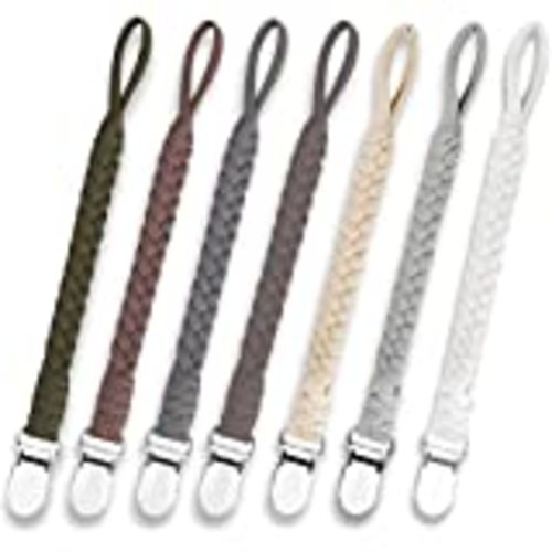 Amazon.com : Pacifier Clip for Boys and Girls, Handmade Braided Cotton Baby Pacifier Holder Leash Smoother Clip Fits All Pacifiers Modern Unisex Baby Shower Set 6 Pack : Baby