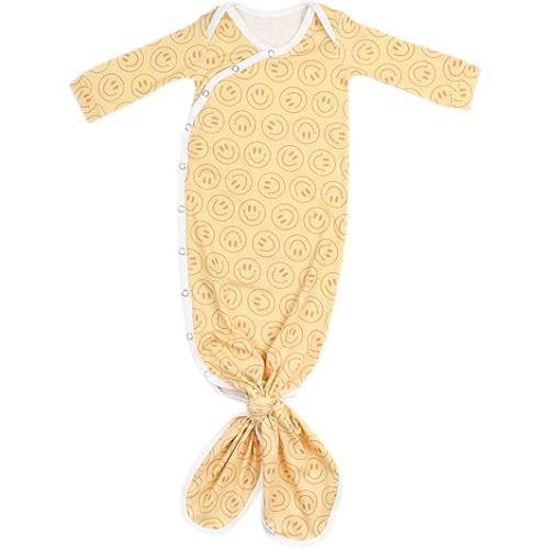 Copper Pearl Baby Gown - Knotted Newborn Sleepers for Baby Boy and Girl, Soft Stretchy Long Sleeve Infant Gowns with Bottom Tie and Hand Mittens, Perfect Hospital Coming Home Outfit (Vance)