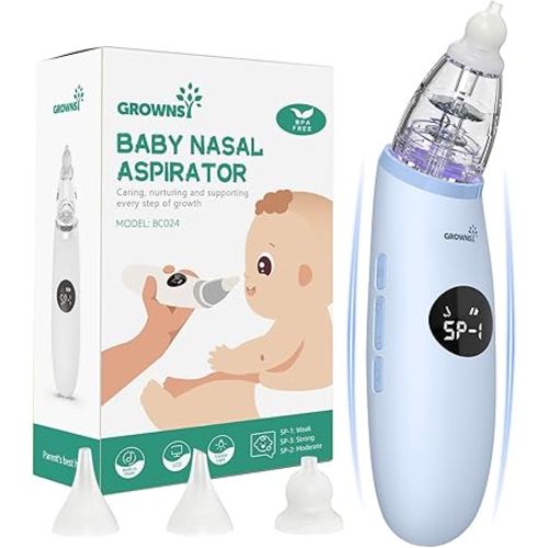 Baby Nasal Aspirator | Baby Nose Sucker | Baby Nose Cleaner, Automatic Booger Sucker for Baby, Rechargeable, with Pause & Music & Light Function（Blue）