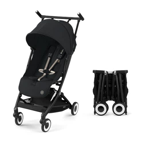 Cybex Libelle Lightweight Travel Baby Stroller with Ultra Compact Carry On Fold, Smooth Suspension, and One Hand Adjustable Recline, Travel System Ready, Magic Black