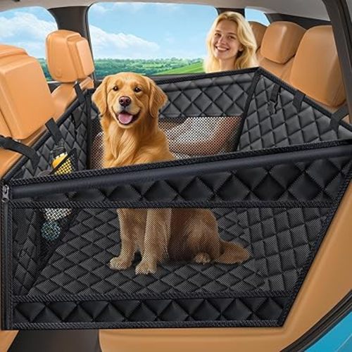 URPOWER Hard Bottom Dog Car Seat for Large Medium Dogs, Dog Back Seat Extender with 3-Sided Hard Boards, Waterproof Pet Backseat Cover Dogs Hammock for Cars, Trucks and SUVs, Holds up to 200 lbs