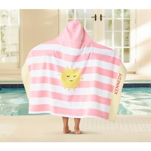 Rugby Stripe Sun Kid Beach Hooded Towel UPF 50+