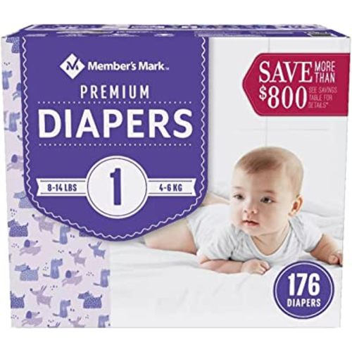 Member's Mark Premium Baby Diapers, Size 1 (8-14 Pounds), 176 Count