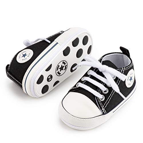 KIDSUN Unisex Baby Boy Girl Canvas Sneaker Soft Sole Infant Lace up Newborn Ankle Toddler First Walkers Crib Shoes
