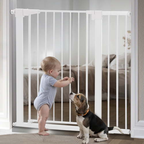 Baby Safety Gate, Caveen 36" Tall, 29.5-40.6" for Stairs and Doorway,Pressure Mount Baby Gate for Ages 6 to 36 Months, White