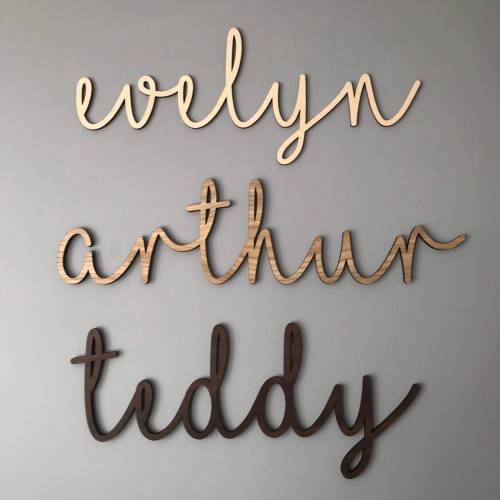 Personalised Name Wooden Sign - Wall / Door - "Earth" font - Art Nursery Decor Kids Baby Room Home Plaque Wedding