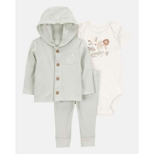 Baby Lion 3-Piece Cardigan Set - Green/White | Carter's 12M