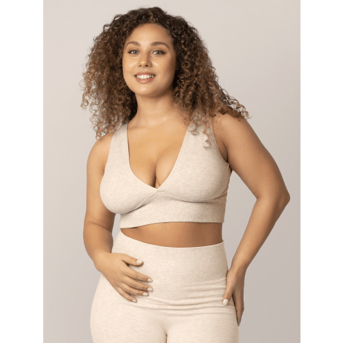 Sublime® Bamboo Maternity & Nursing Plunge Bra | Oatmeal Heather