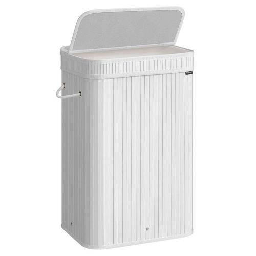 SONGMICS Laundry Hamper with Lid, Bamboo Laundry Basket, Removable Machine Washable Laundry Basket, with Handles, 19-Gallons,Chestnut Brown