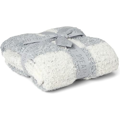 Barefoot Dreams, Unisex, CozyChic® Checkered Stroller Blanket (Infant), Moonbeam/Cream, Baby