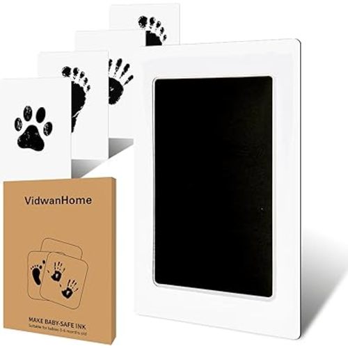 Jumbo Baby Hand and Footprint Kit – Inkless Clean Touch Ink Pad for Keepsake Footprints, Paw Prints, Mess-Free Ink Pad for Newborns and Pets with 16 White Cards（Jet Black，Jumbo）