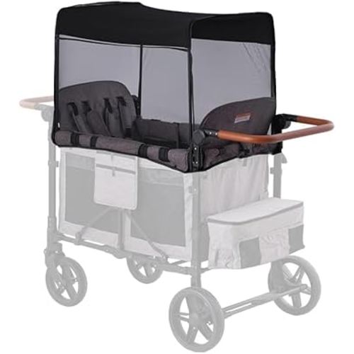 Mosquito Net Cover for W4 Stroller Wagon, Mosquito Net Compatible with WONDERFOLD W4 Black